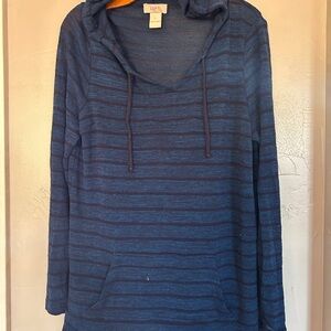LOFT Women's Navy Striped V-Neck Sweater